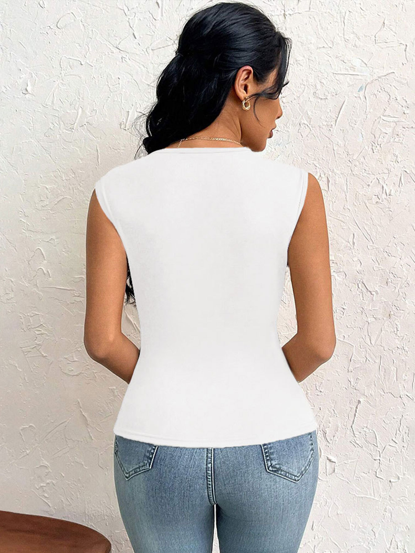 Women’s Elegant T-Shirt – Spring/Summer 2026 New Arrival Asymmetric Neck Slim-Fit Short Solid Top