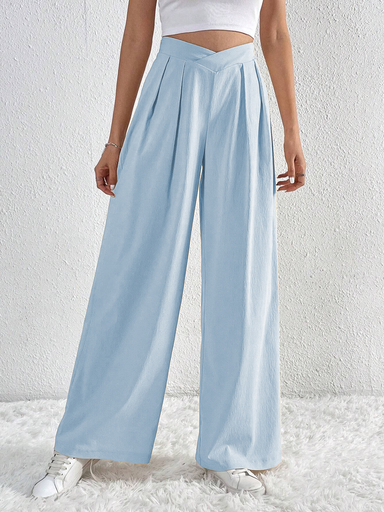 Women’s Spring/Summer 2026 New Arrival Commuter Style Pleated Casual Wide-Leg Loose Long Pants