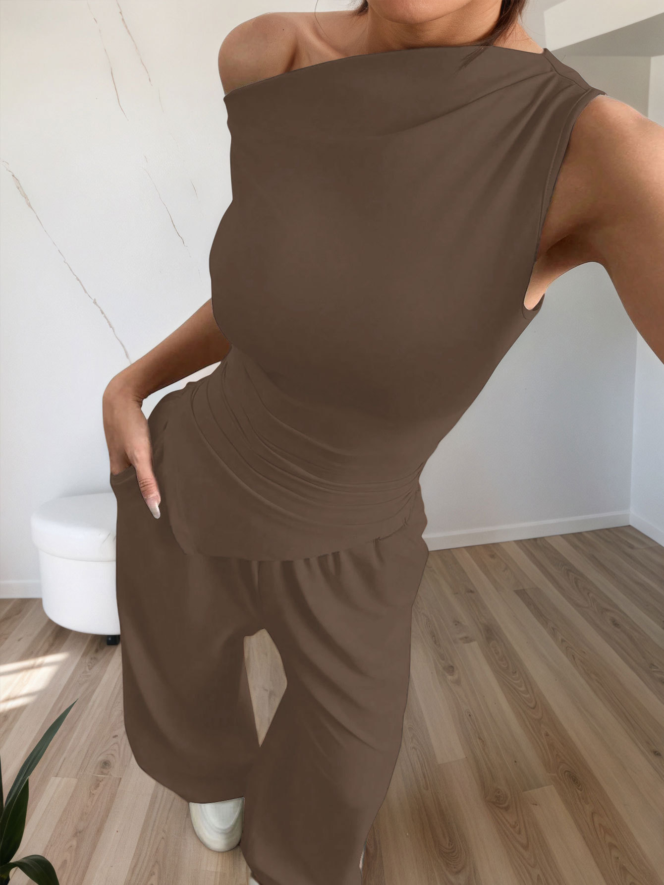 Women’s Summer Solid Sleeveless Tank Top Long Pants Fashion Set – Sexy Casual Two-Piece Set