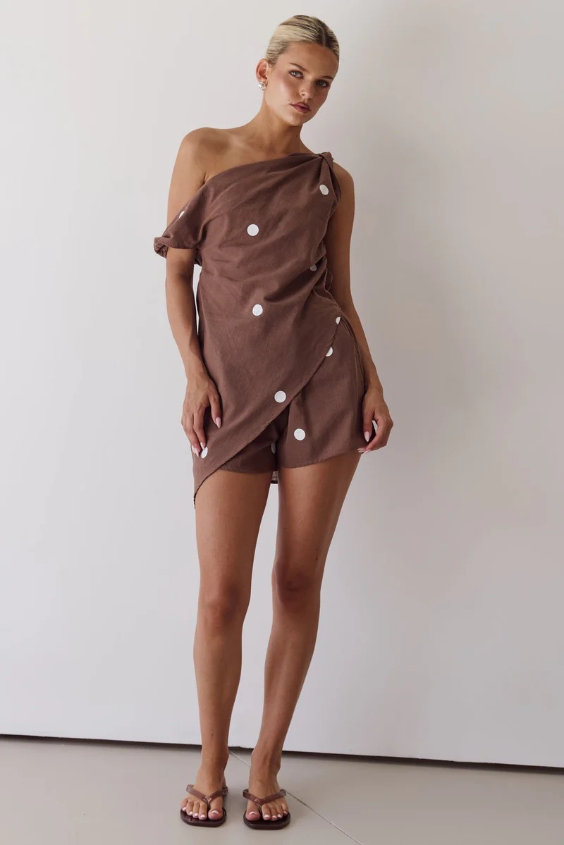 Women’s Summer New Arrival Printed Asymmetric Casual Top Loose Shorts Set