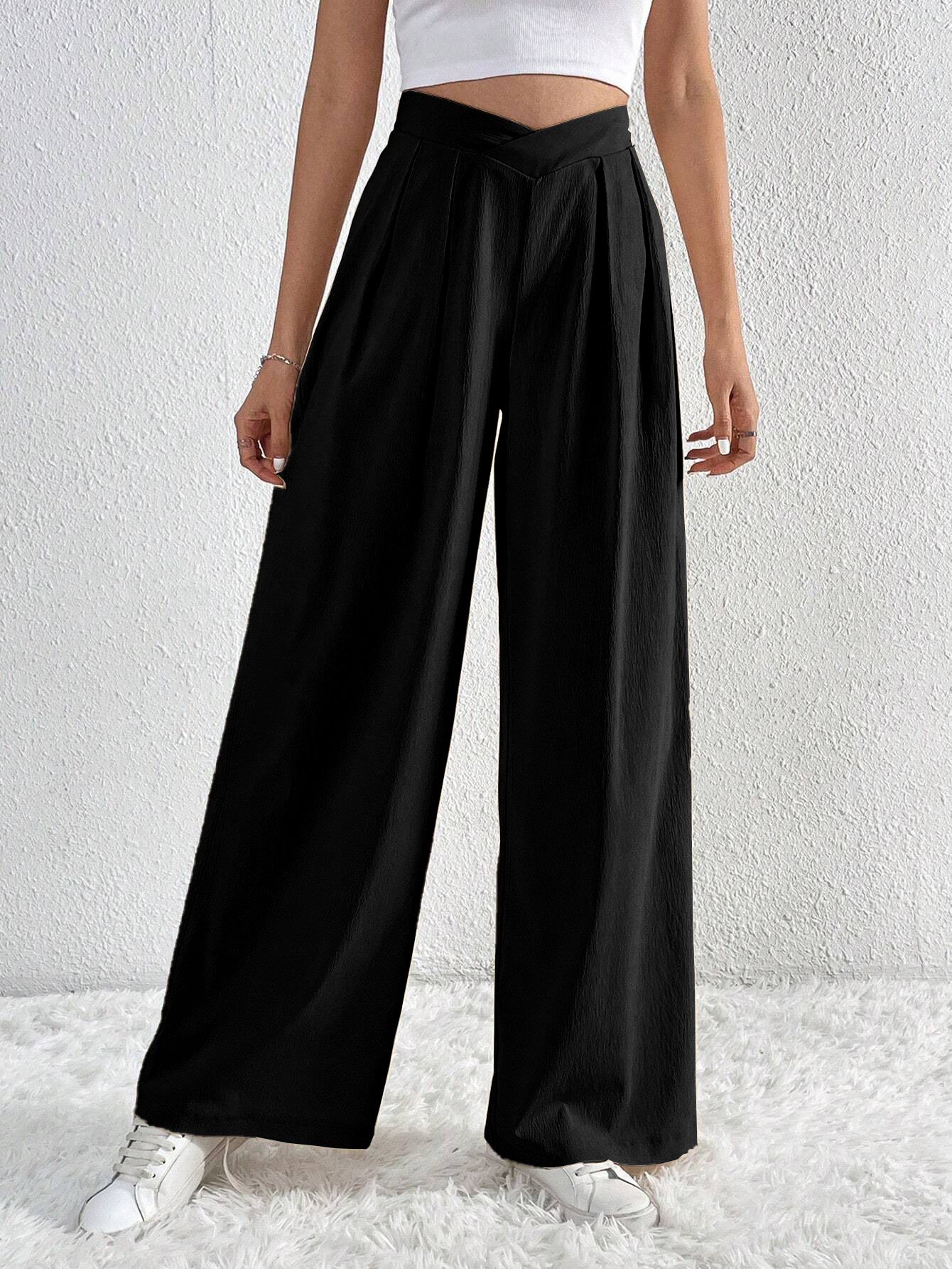 Women’s Spring/Summer 2026 New Arrival Commuter Style Pleated Casual Wide-Leg Loose Long Pants