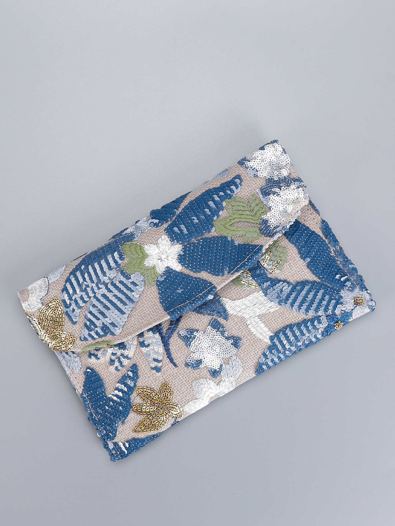 Women’s High-End Envelope Bag – Sequin Embroidery Straw Woven Unique Clutch Bag Summer Handmade Woven Purse