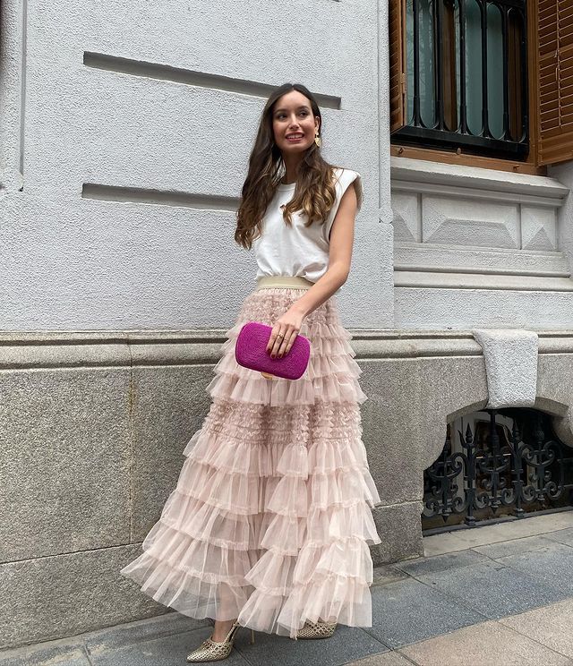 Women’s Summer New Arrival Mesh Patchwork Flared Tiered Skirt