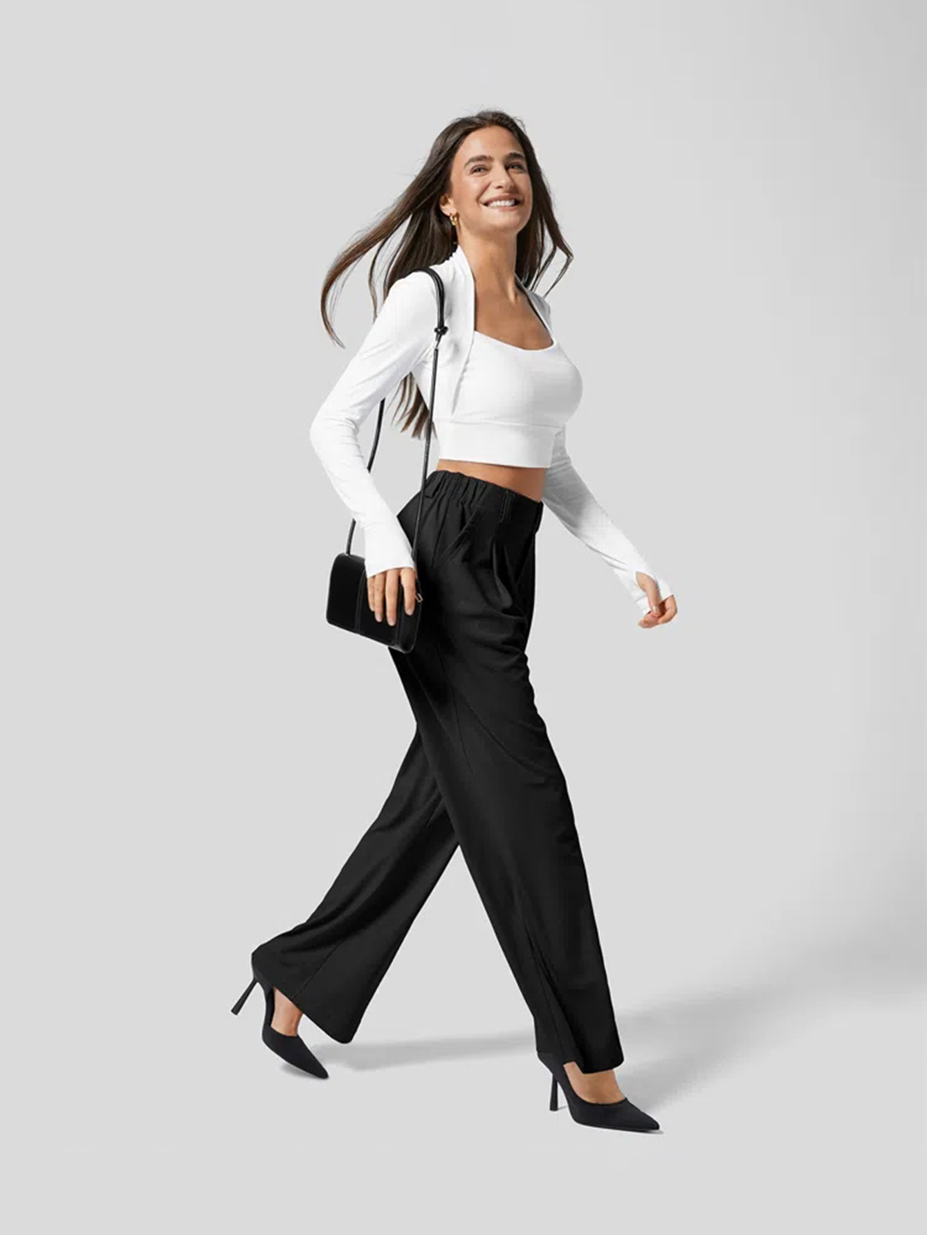 Women’s Ins Bestseller 2026 Comfortable Casual Hip-Hiding Slimming Loose Blazer Casual Knit Long Pants