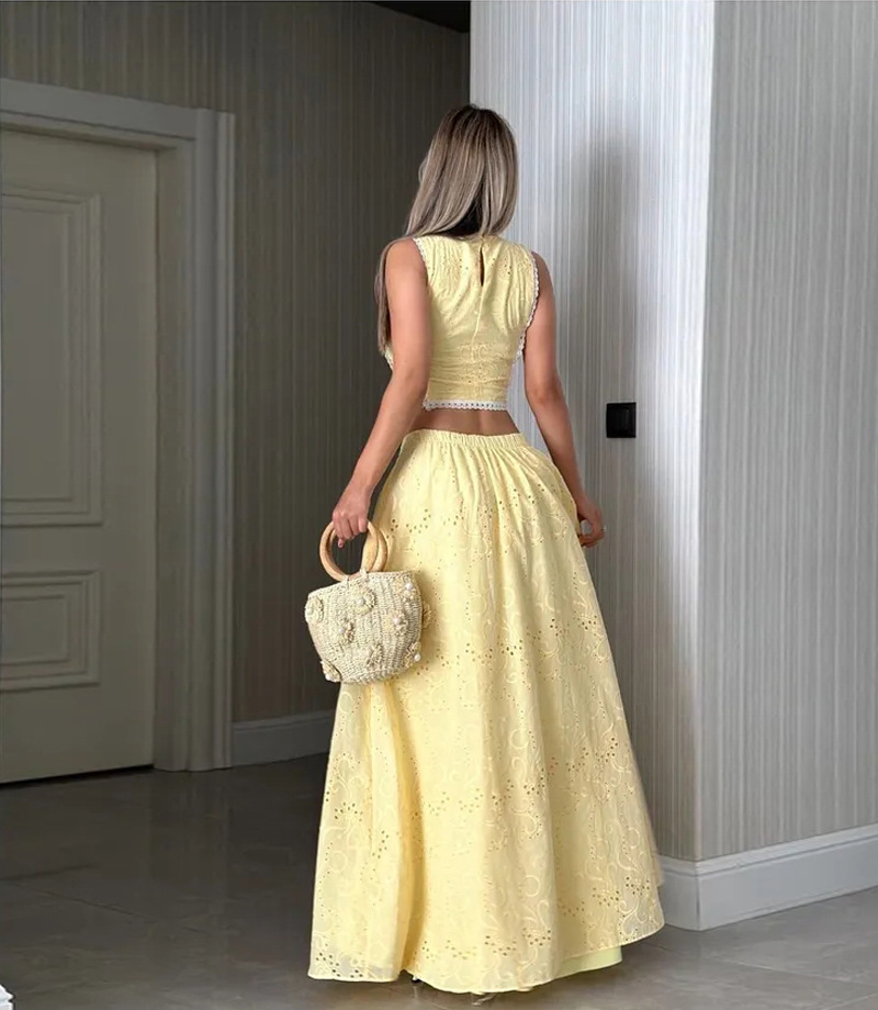 Women’s Sleeveless Maxi Dress Two-Piece Set with Pockets – INS Casual Vacation Loose Fit