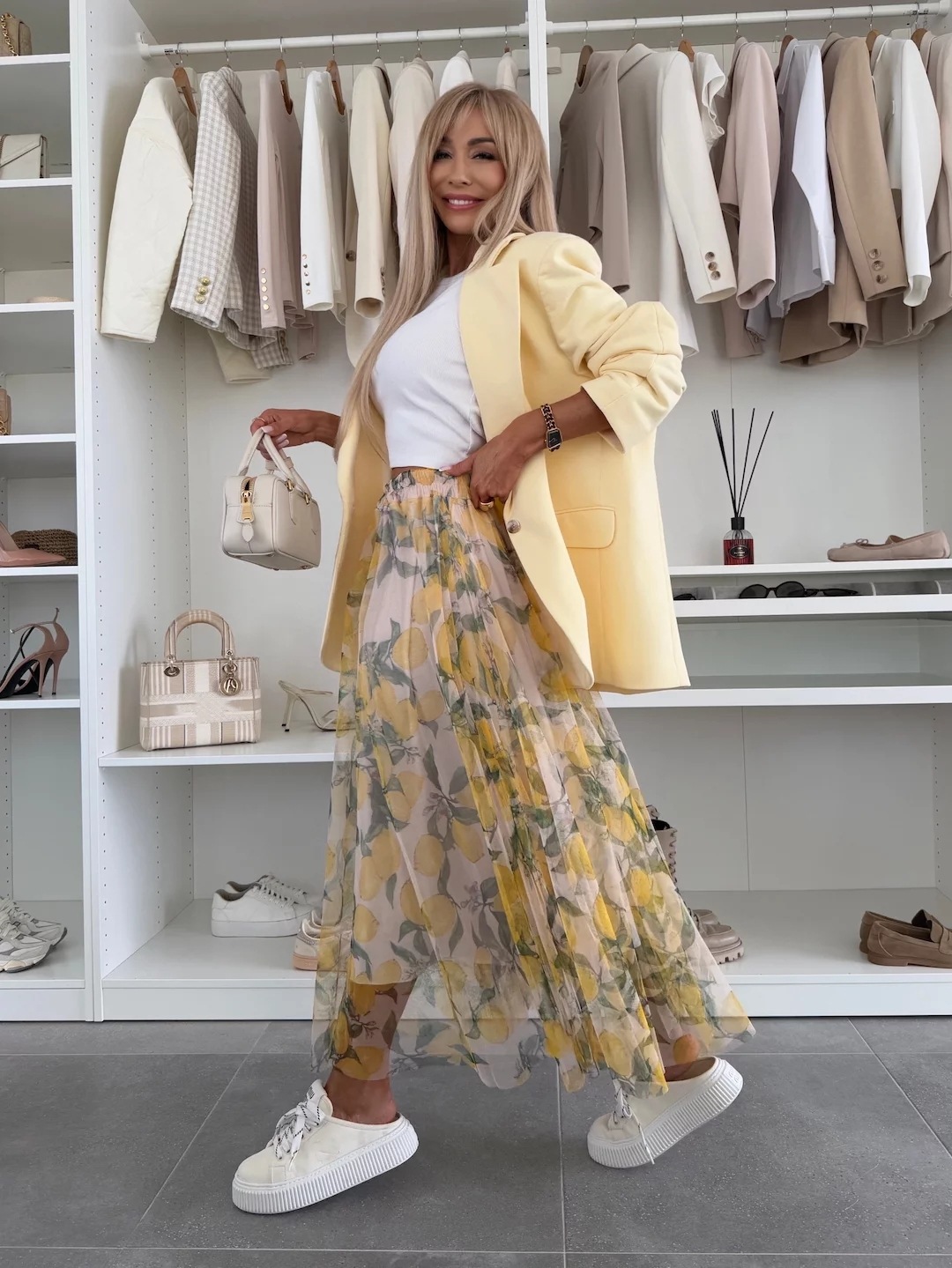 Women’s Mesh Print Waist-Cinching Flared Casual Skirt