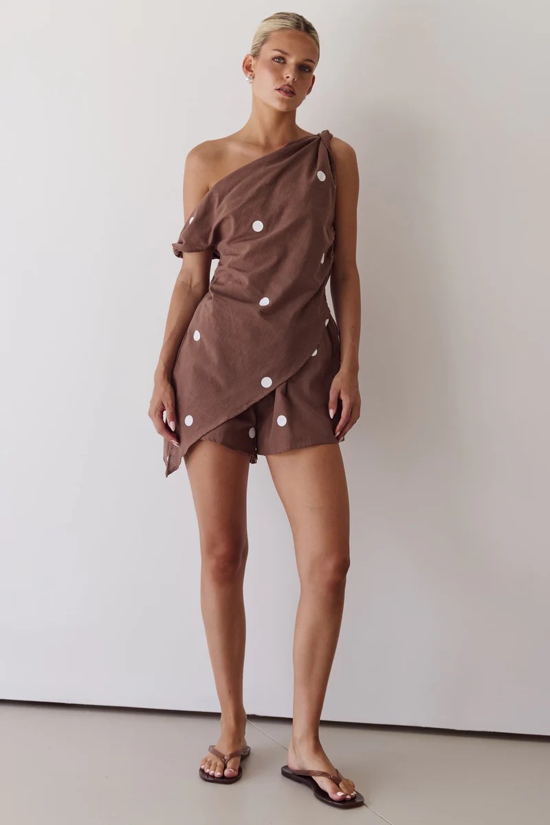 Women’s Summer New Arrival Printed Asymmetric Casual Top Loose Shorts Set