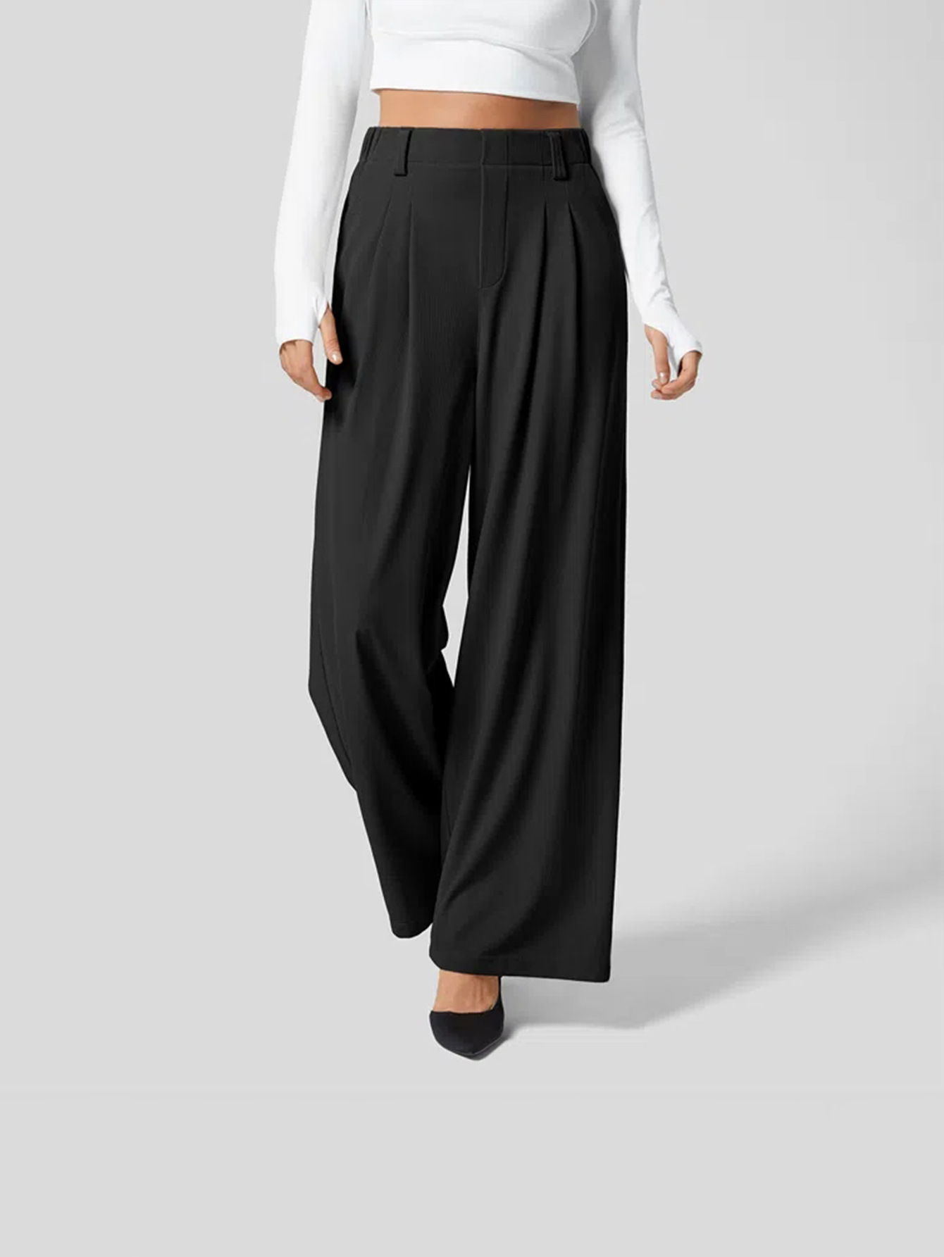 Women’s Ins Bestseller 2026 Comfortable Casual Hip-Hiding Slimming Loose Blazer Casual Knit Long Pants