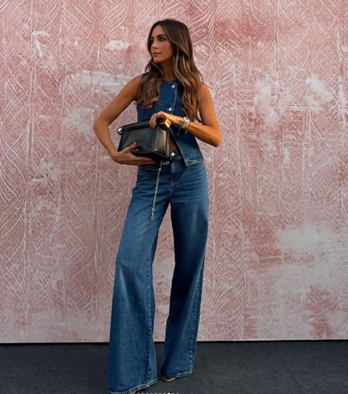 Women’s Sleeveless Vest Fashion Wide-Leg Denim Set