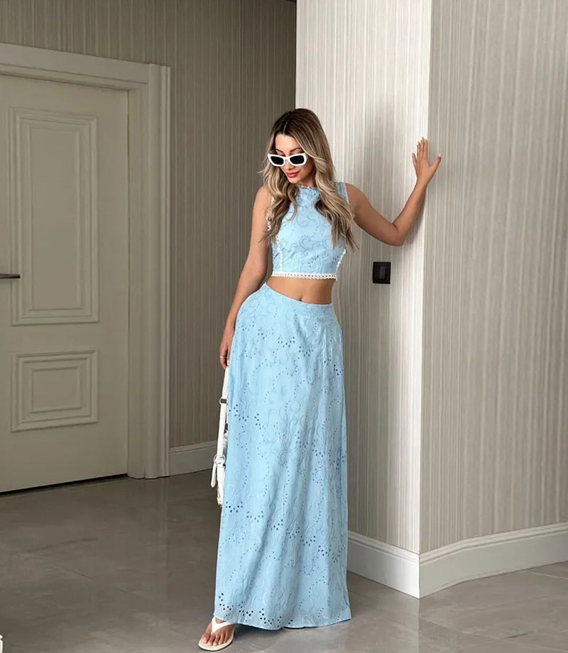 Women’s Sleeveless Maxi Dress Two-Piece Set with Pockets – INS Casual Vacation Loose Fit