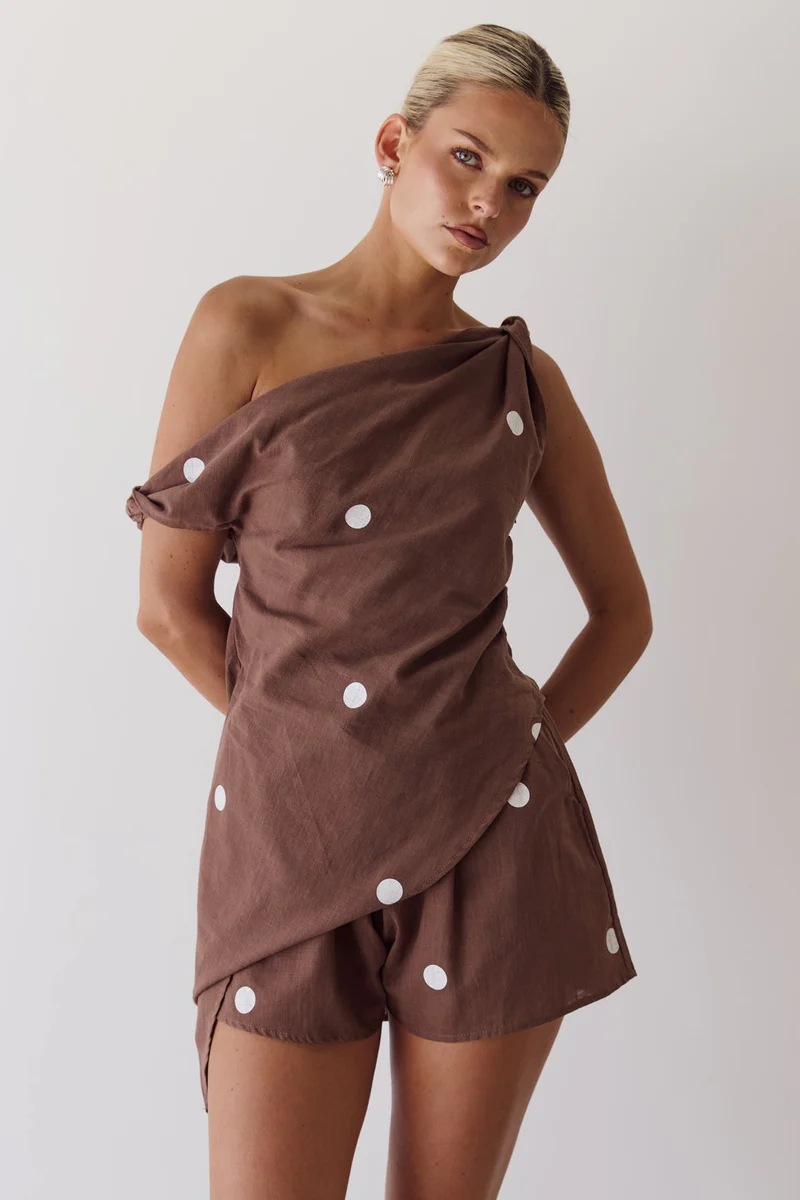 Women’s Summer New Arrival Printed Asymmetric Casual Top Loose Shorts Set