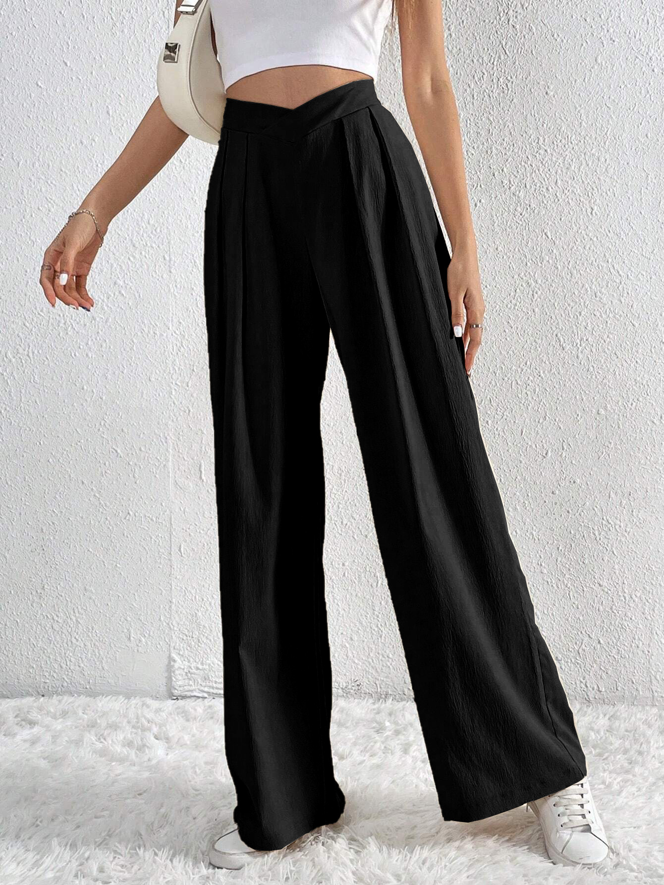 Women’s Spring/Summer 2026 New Arrival Commuter Style Pleated Casual Wide-Leg Loose Long Pants