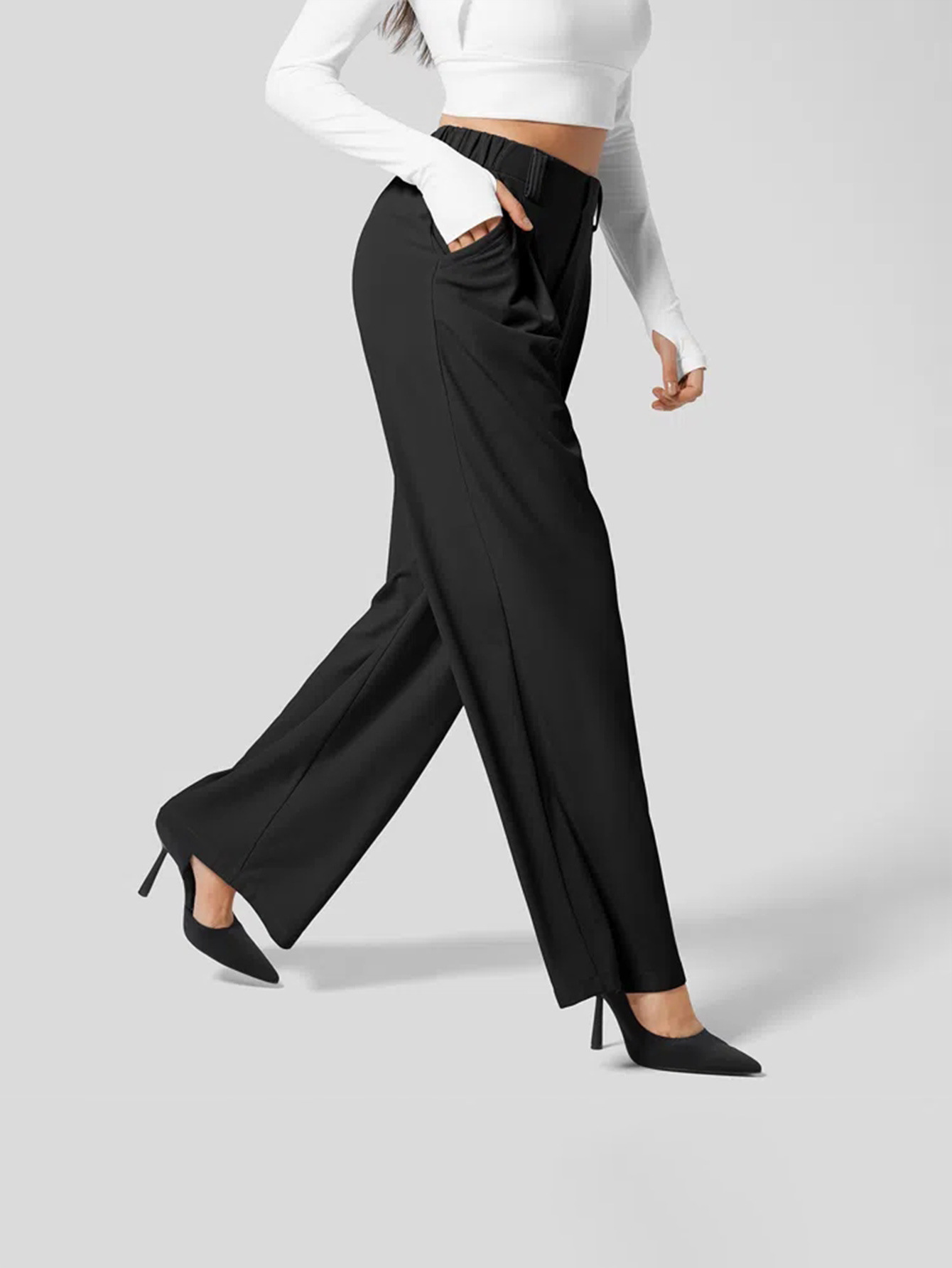 Women’s Ins Bestseller 2026 Comfortable Casual Hip-Hiding Slimming Loose Blazer Casual Knit Long Pants