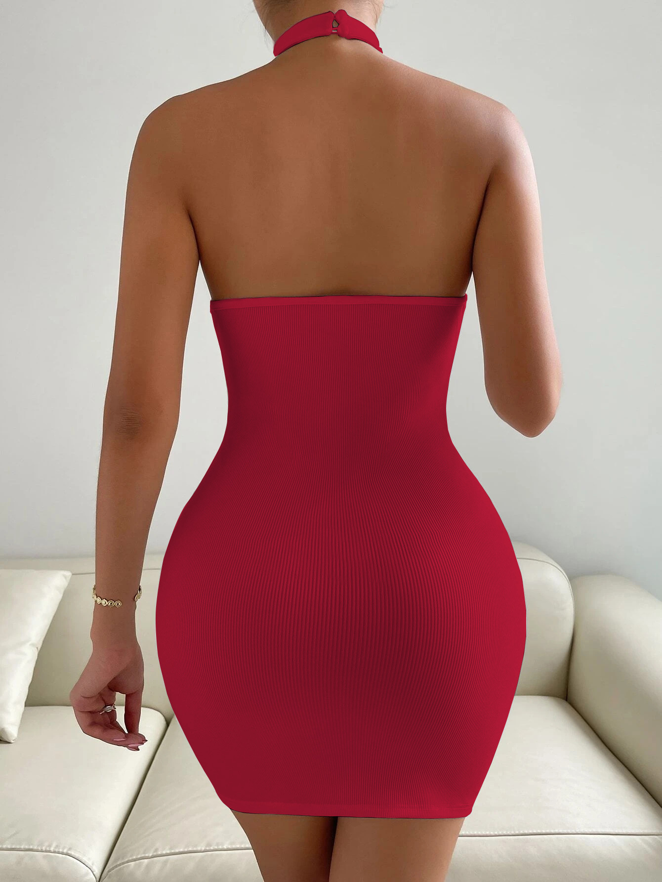 Women’s 2026 Spring/Summer New Arrival Party Dress – Sexy Backless Stand Collar Sleeveless Bodycon Dress