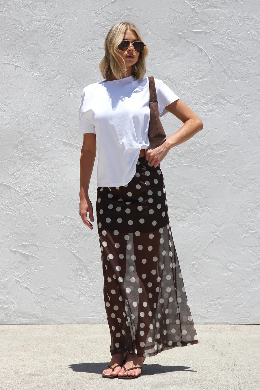 Women’s New Arrival Mesh Polka Dot Stripe Print Casual Resort Skirt