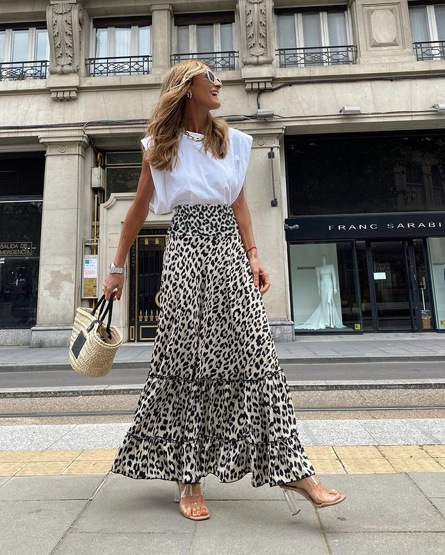 Women’s Leopard Print Flared Skirt