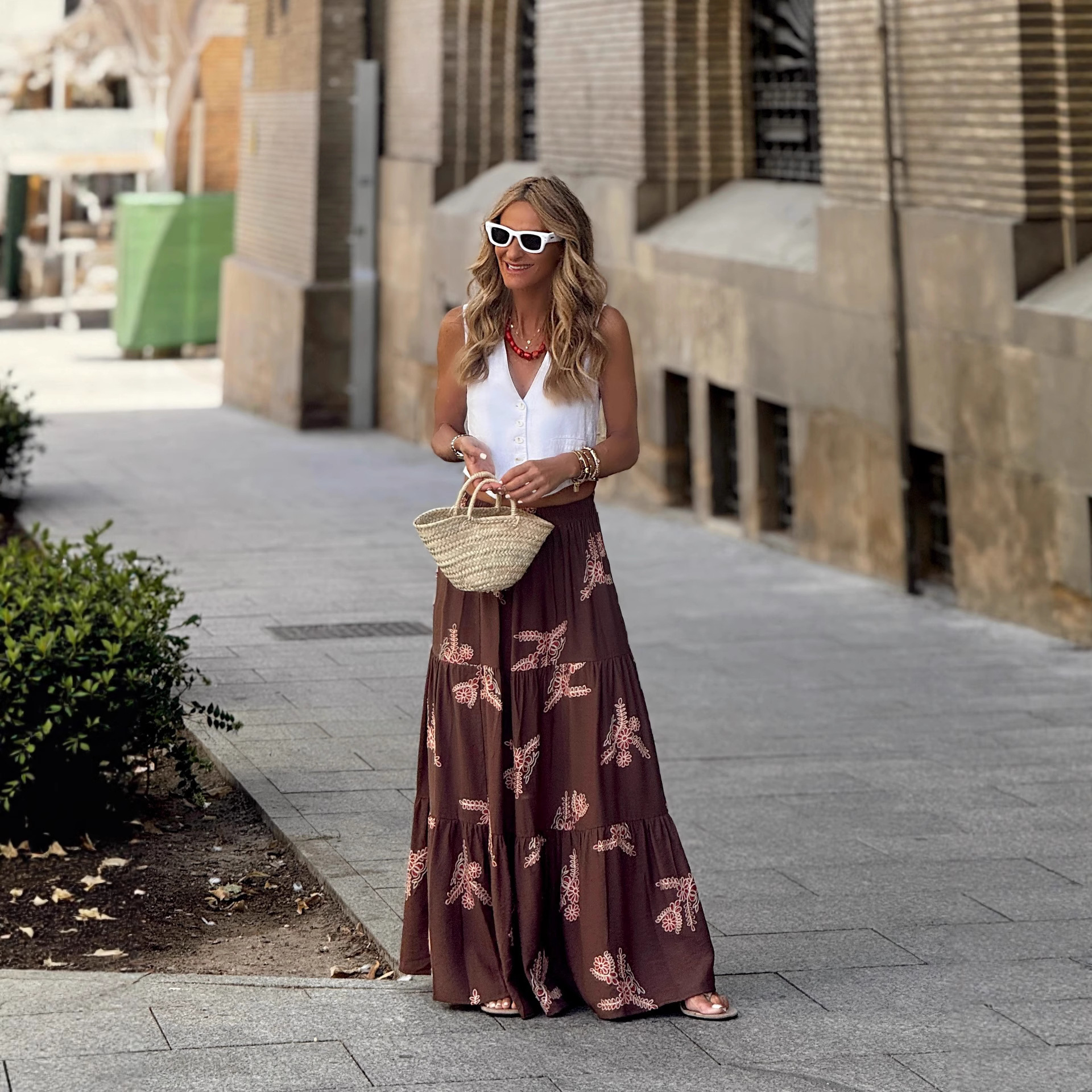 Women’s Fall New Arrival Elastic Waist Printed Flared Long Skirt