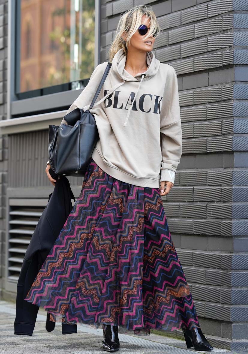 Women’s Spring New Arrival Printed Flared Mesh Skirt