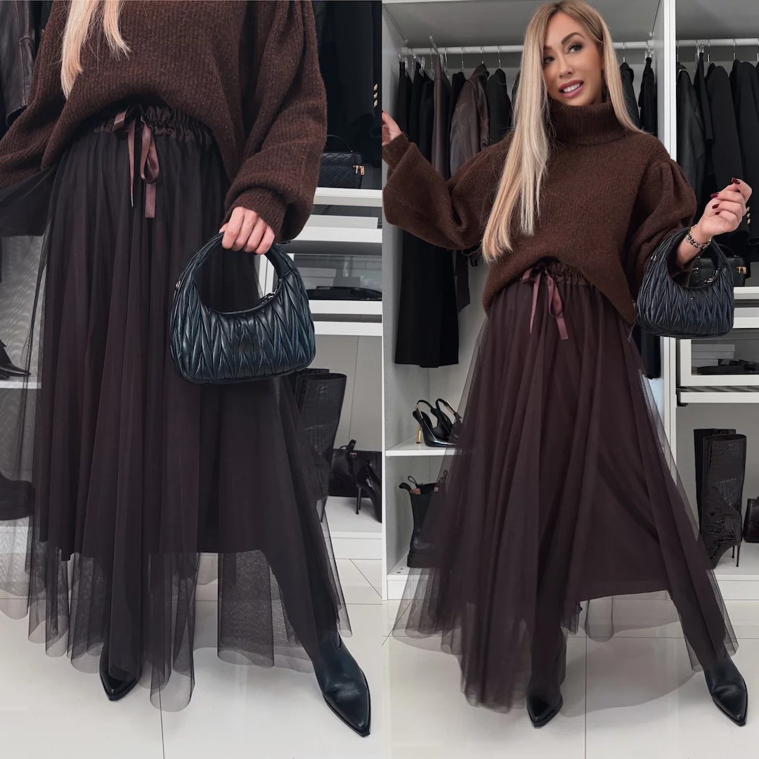 Women’s Spring New Arrival Mesh Flared Skirt