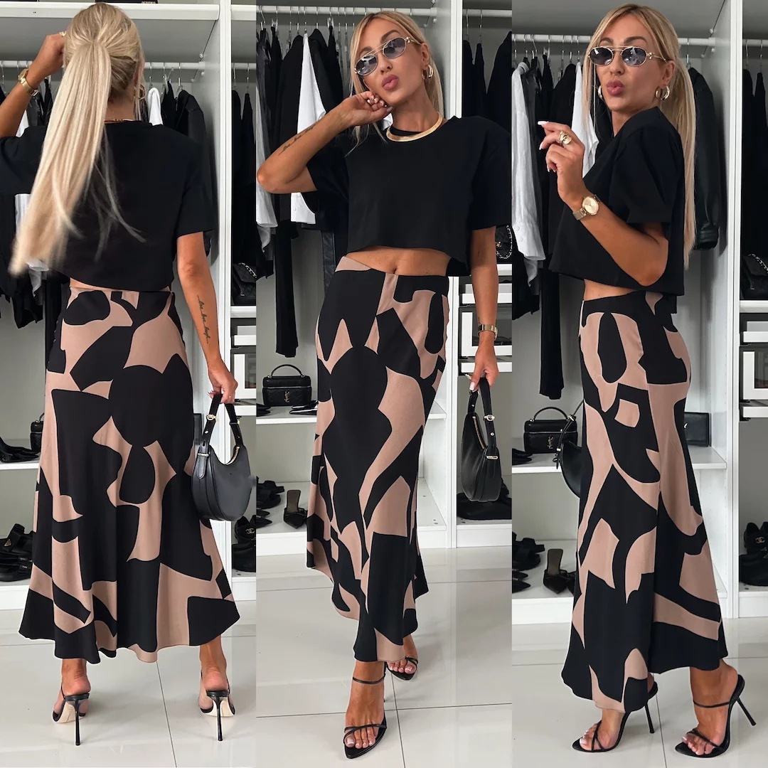 Women’s Fall New Arrival High-Waist Elegant Slimming Printed Skirt