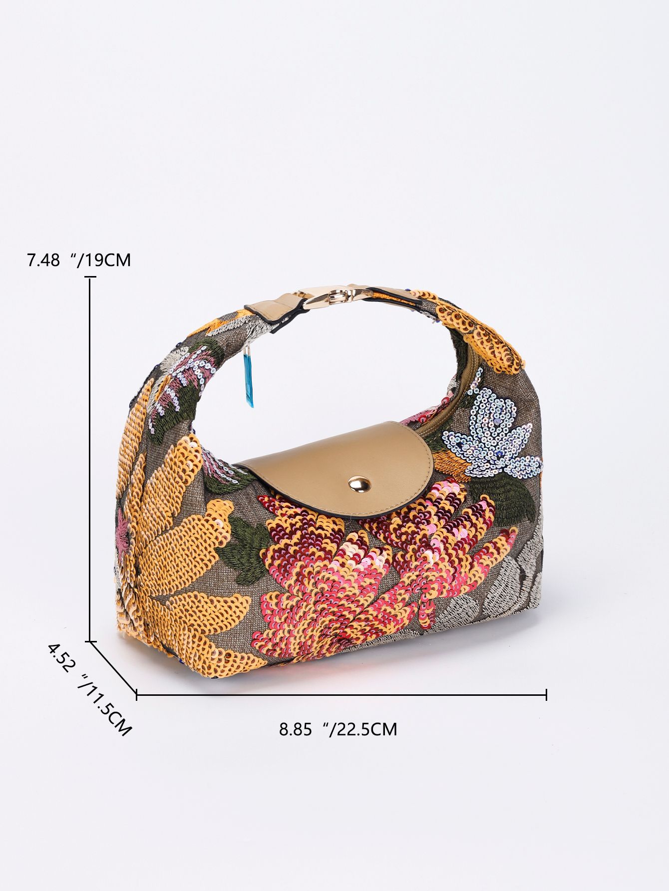Women’s Bohemian Sequin Bag – Floral Embroidered Handbag Vintage Women’s Handheld Bag Versatile Purse