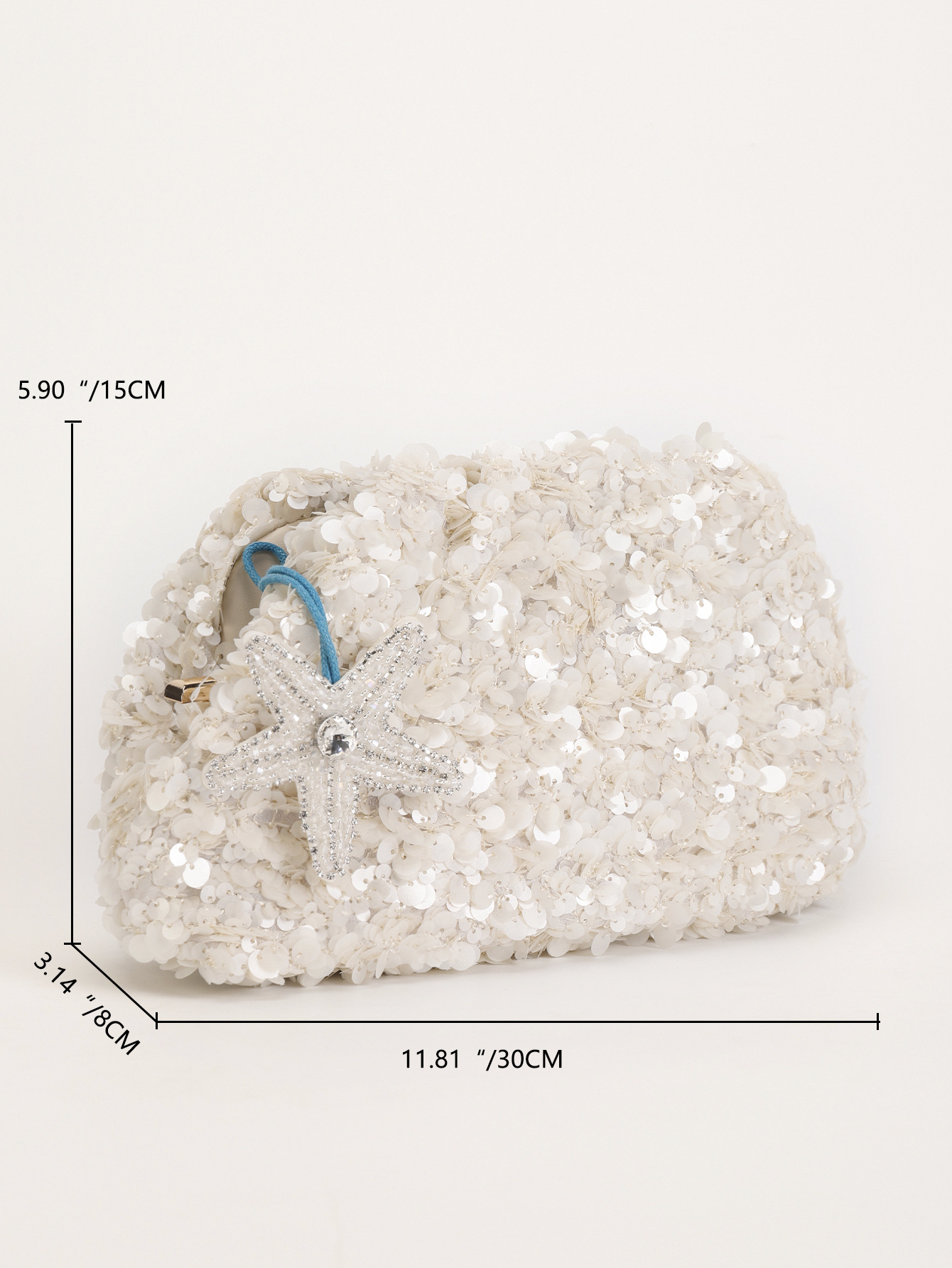 Women’s Sequin Clutch Bag – New Arrival High-End Starfish Decoration Evening Bag Unique Designer Sparkly Purse