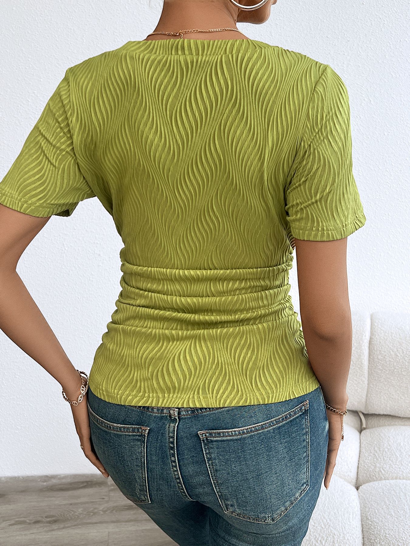 Women’s Spring/Summer Y2K Solid Color Slimming Short Sleeve T-Shirt