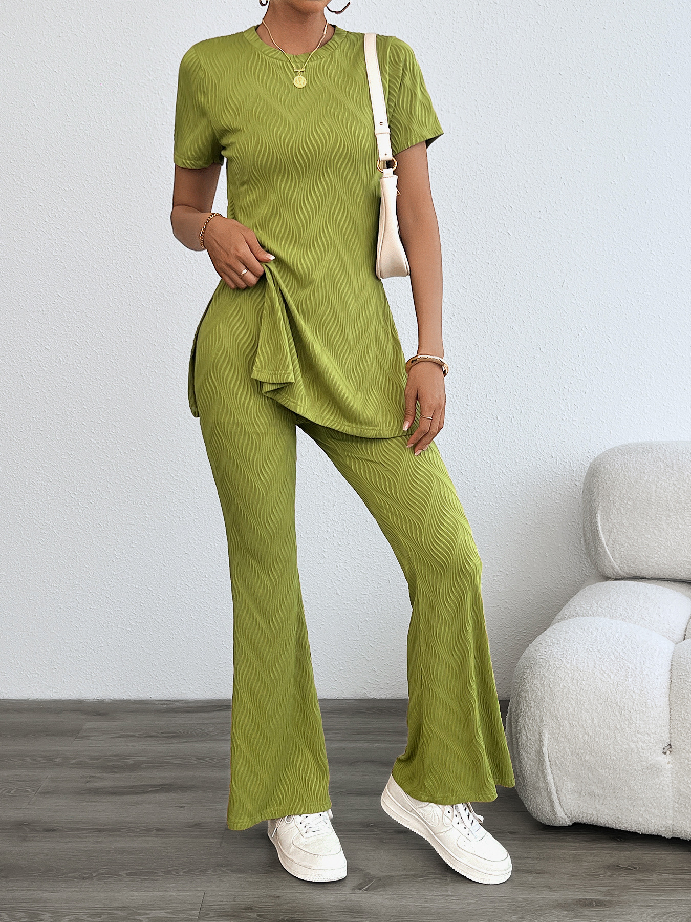 Women’s Summer Casual Fashion Striped Round Neck Two-Piece Set – Bestseller