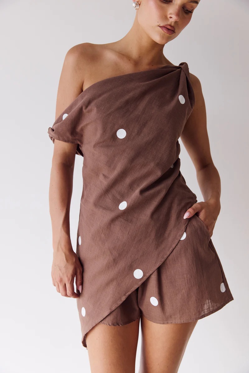 Women’s Summer New Arrival Printed Asymmetric Casual Top Loose Shorts Set