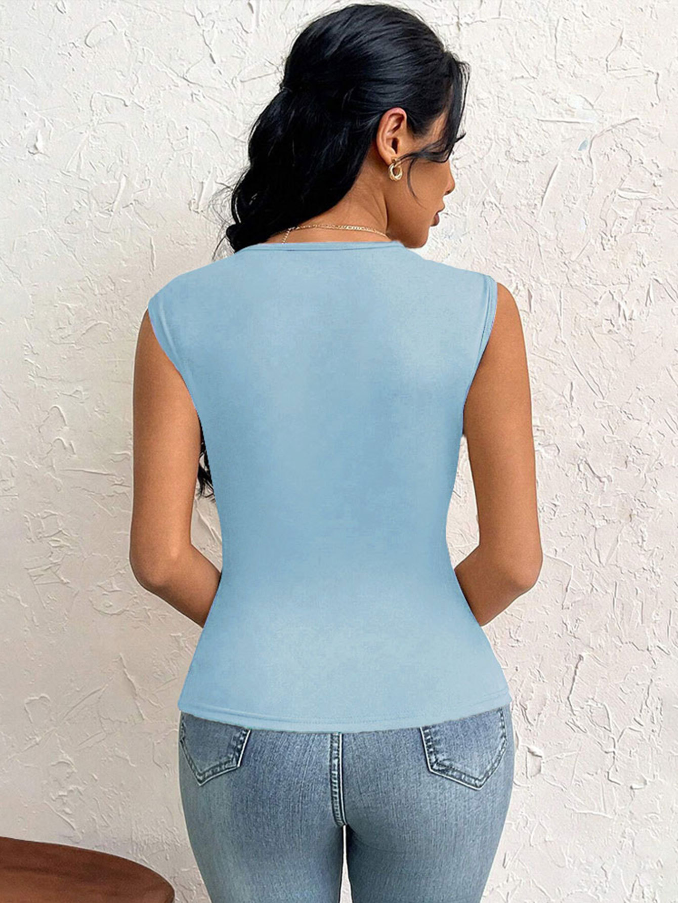 Women’s Elegant T-Shirt – Spring/Summer 2026 New Arrival Asymmetric Neck Slim-Fit Short Solid Top