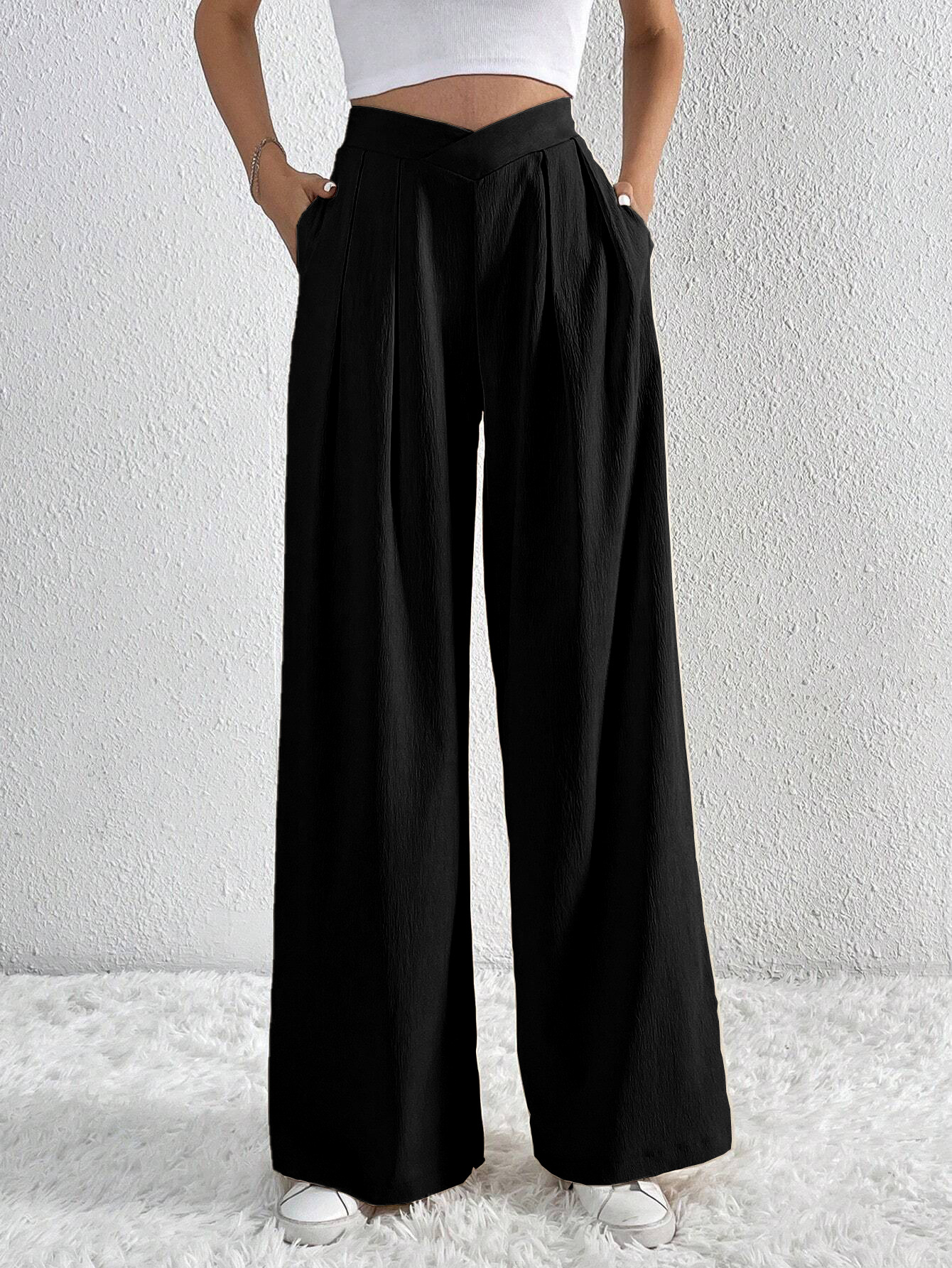 Women’s Spring/Summer 2026 New Arrival Commuter Style Pleated Casual Wide-Leg Loose Long Pants