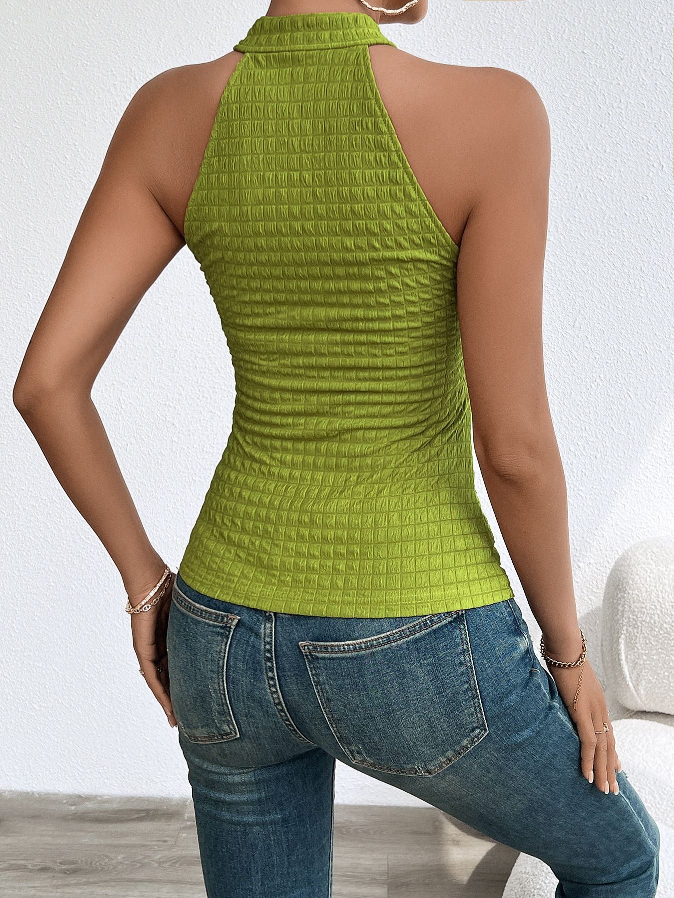 Women’s Halter Sleeveless Sanded Ribbed Knit Top – Fashionable & Versatile