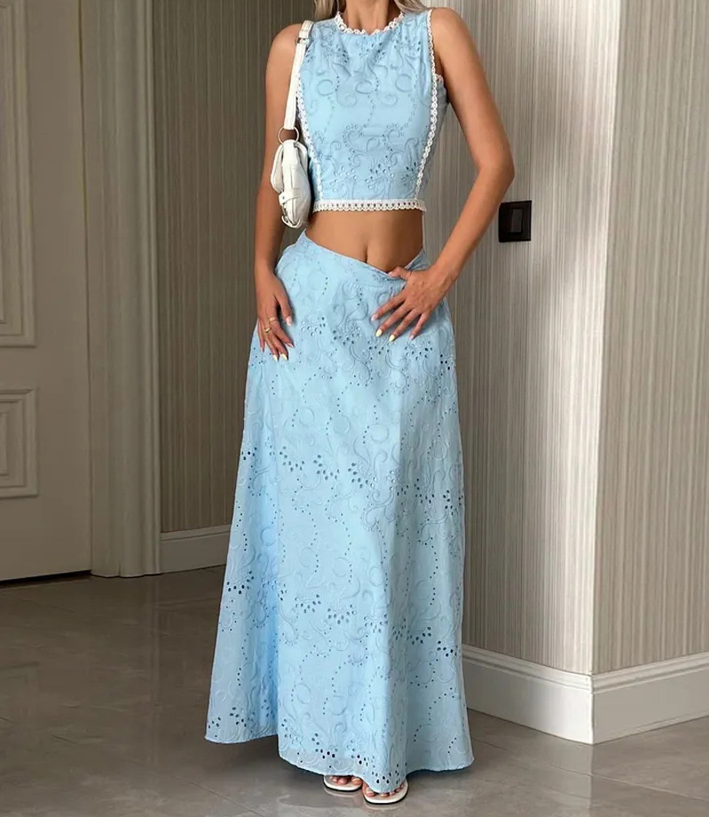 Women’s Sleeveless Maxi Dress Two-Piece Set with Pockets – INS Casual Vacation Loose Fit