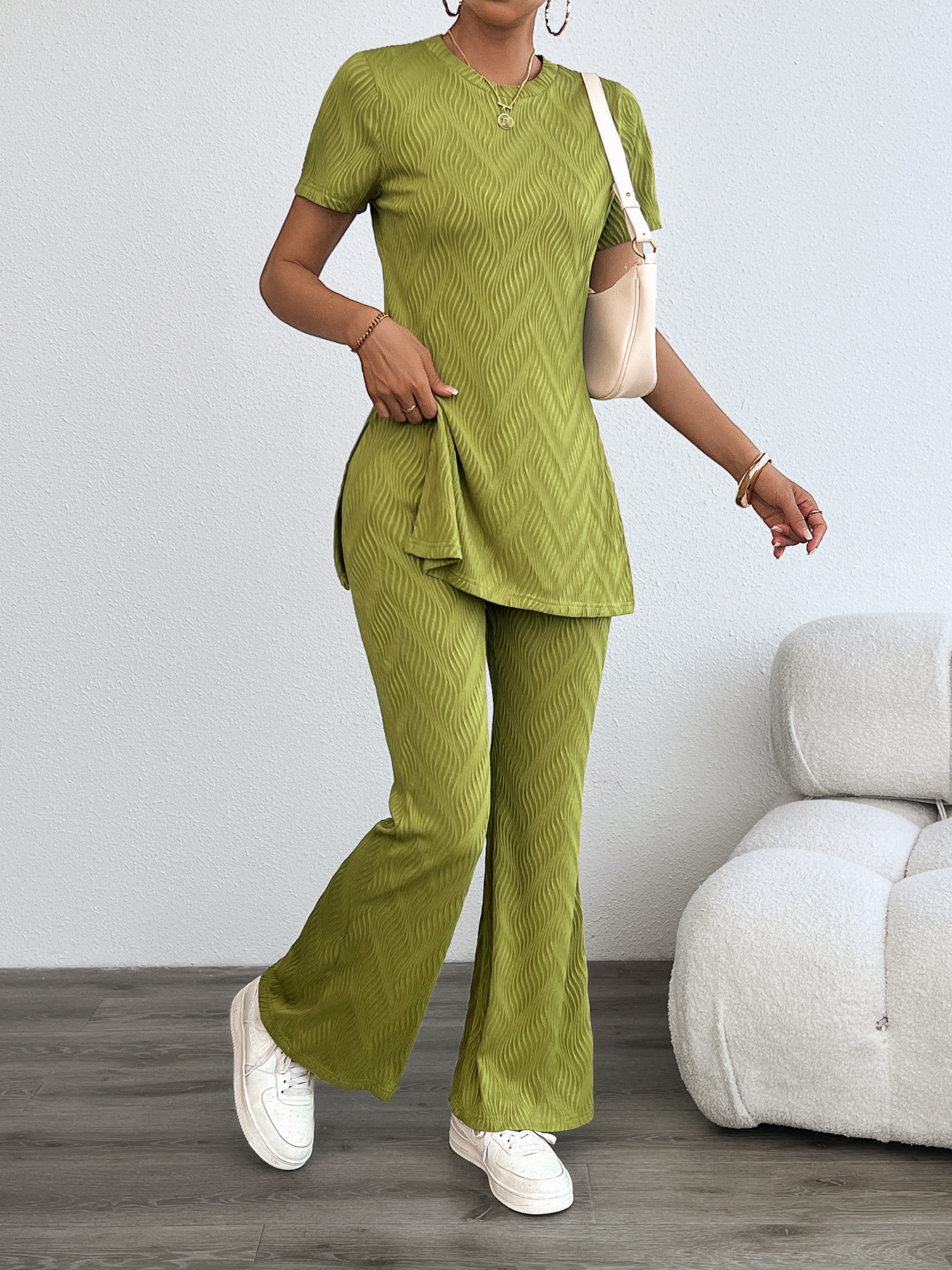 Women’s Summer Casual Fashion Striped Round Neck Two-Piece Set – Bestseller