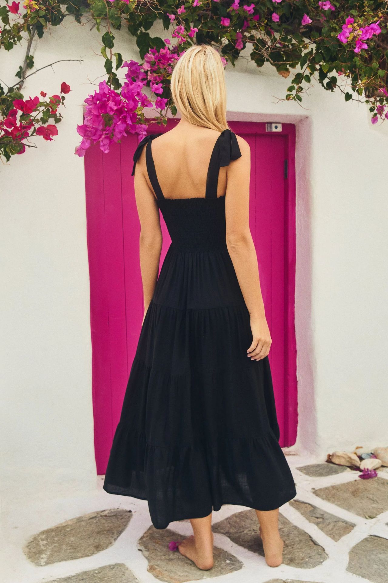 Women’s Spring/Summer New Arrival Unique Elegant Printed Sleeveless Backless Tie Dress