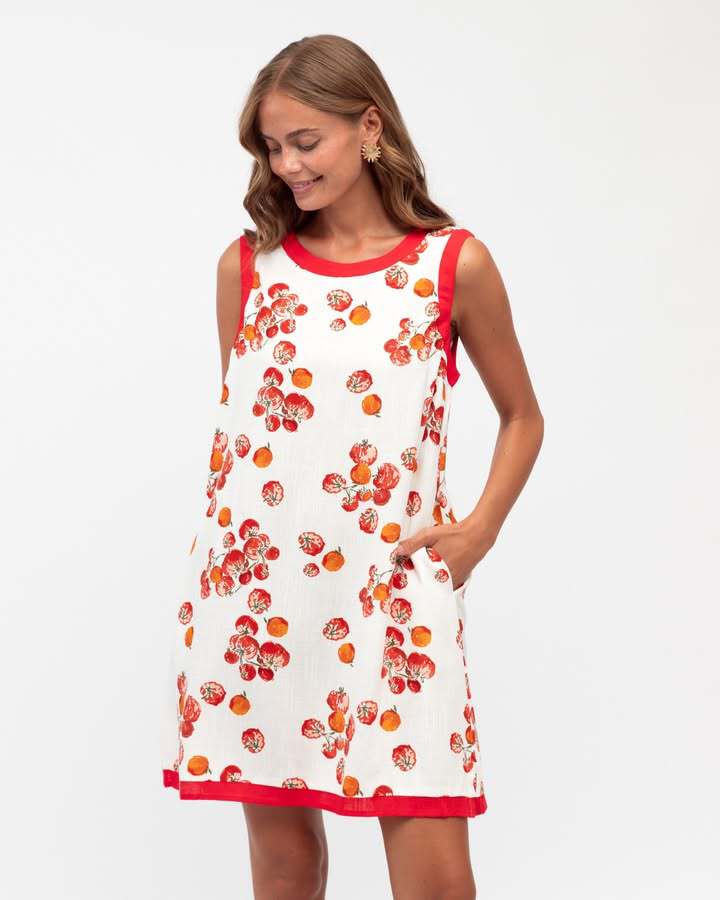 Women’s New Arrival Placement Print Color-Block Sleeveless Tank Dress