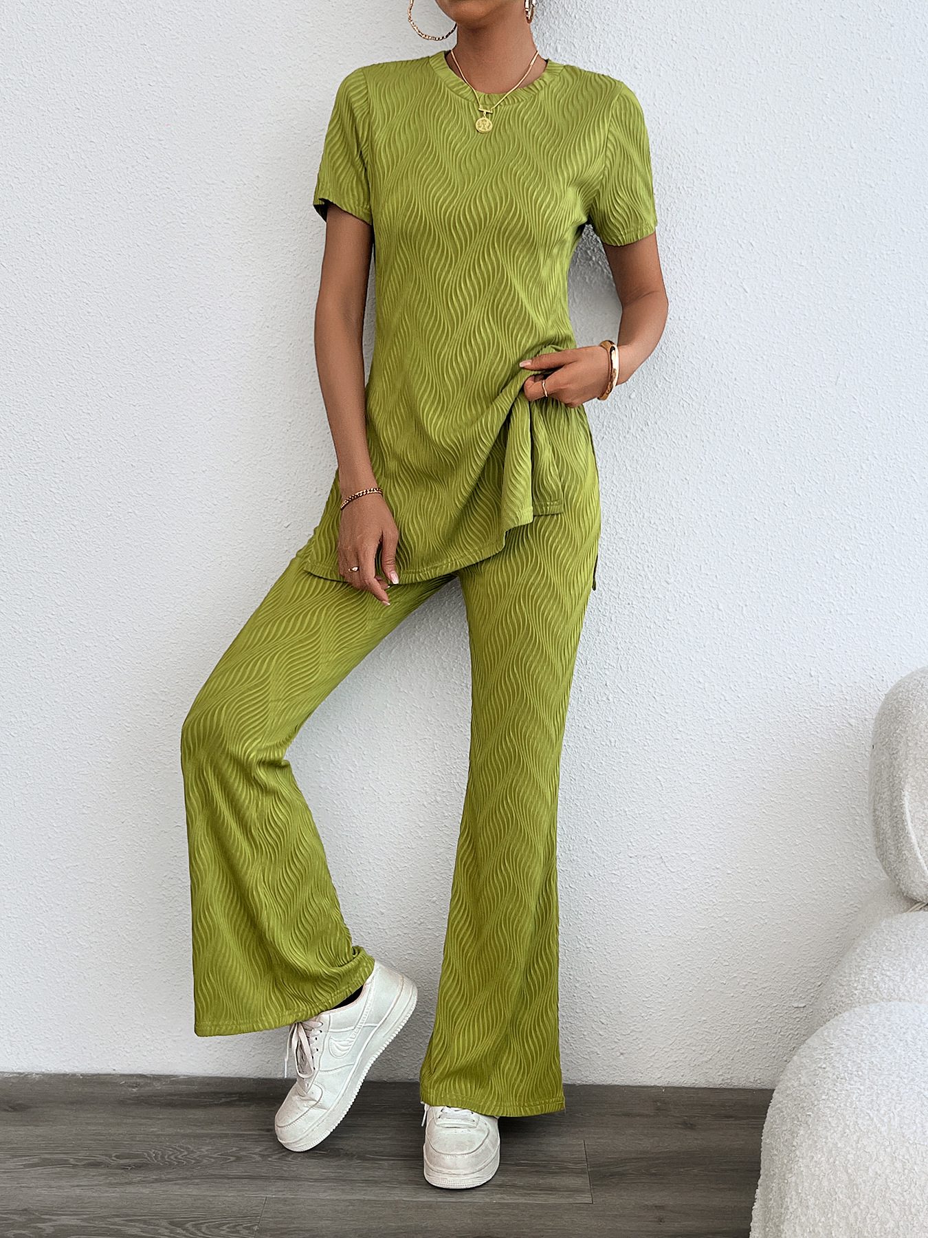 Women’s Summer Casual Fashion Striped Round Neck Two-Piece Set – Bestseller