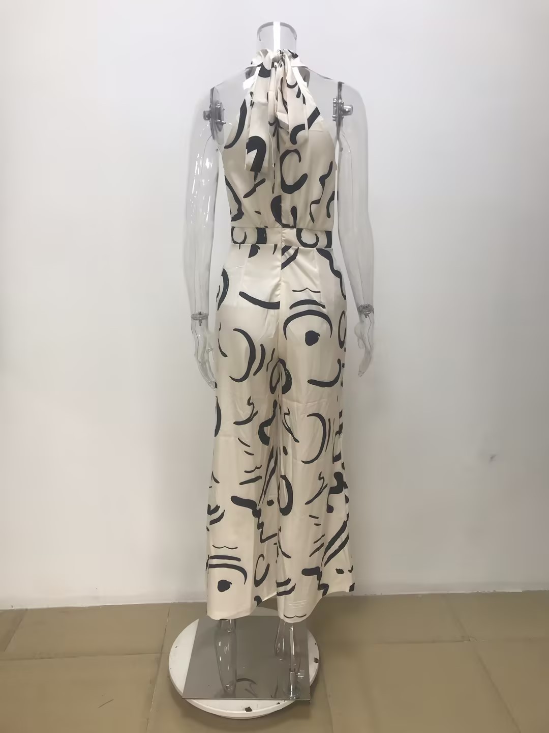 Women’s Spring New Arrival Fashion Sexy Elegant Printed Sleeveless Wide-Leg Jumpsuit