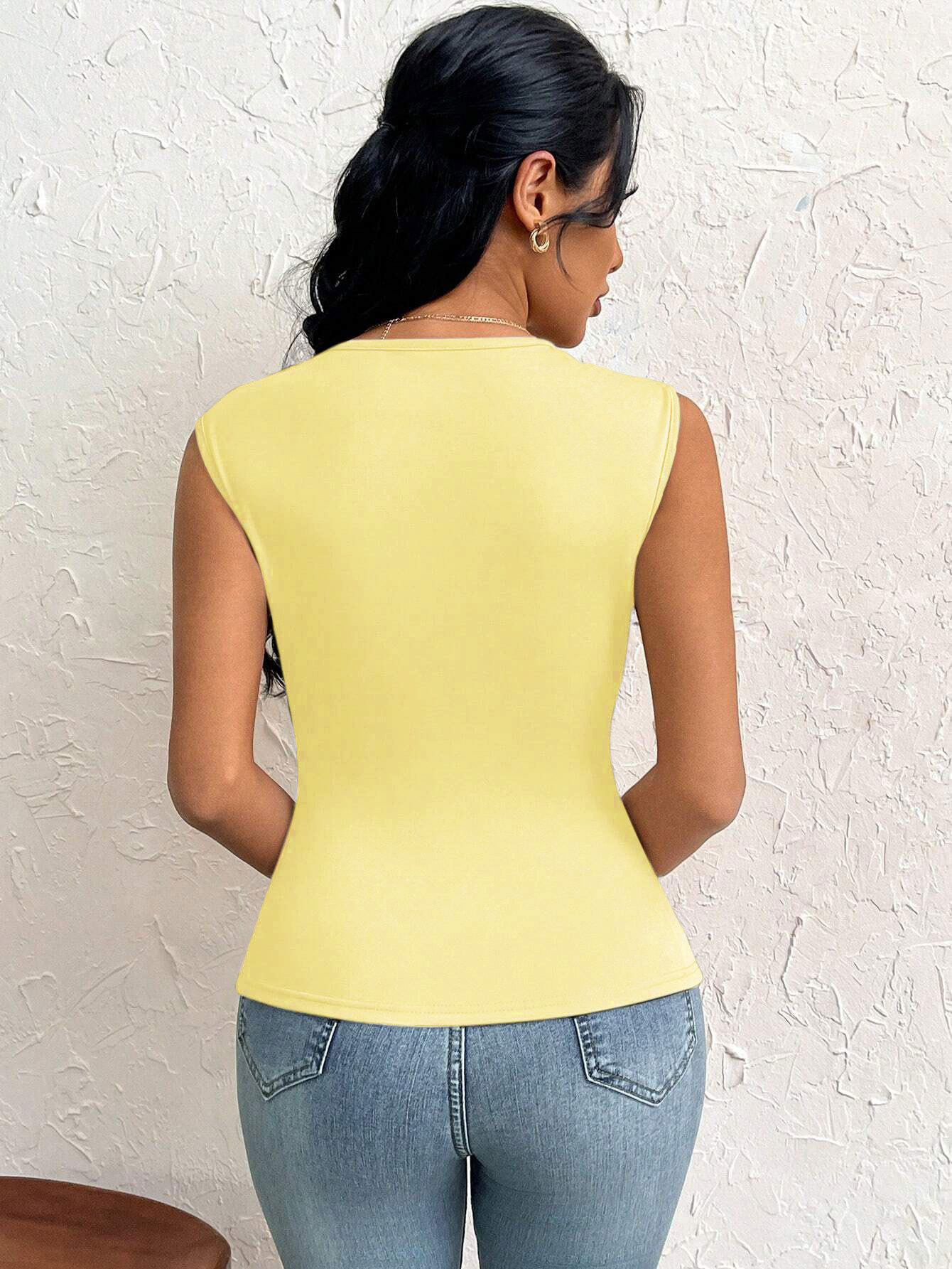 Women’s Elegant T-Shirt – Spring/Summer 2026 New Arrival Asymmetric Neck Slim-Fit Short Solid Top