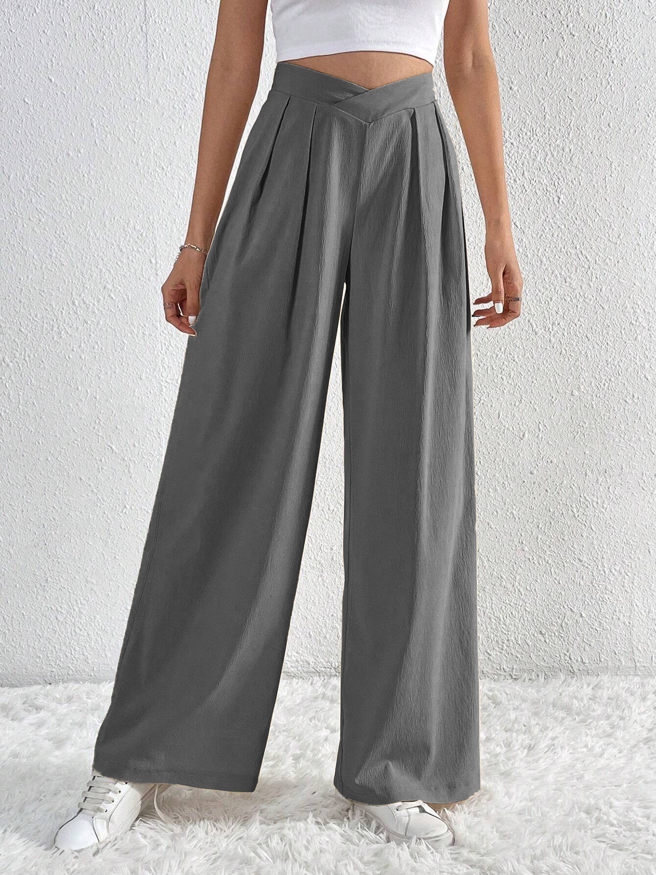 Women’s Spring/Summer 2026 New Arrival Commuter Style Pleated Casual Wide-Leg Loose Long Pants