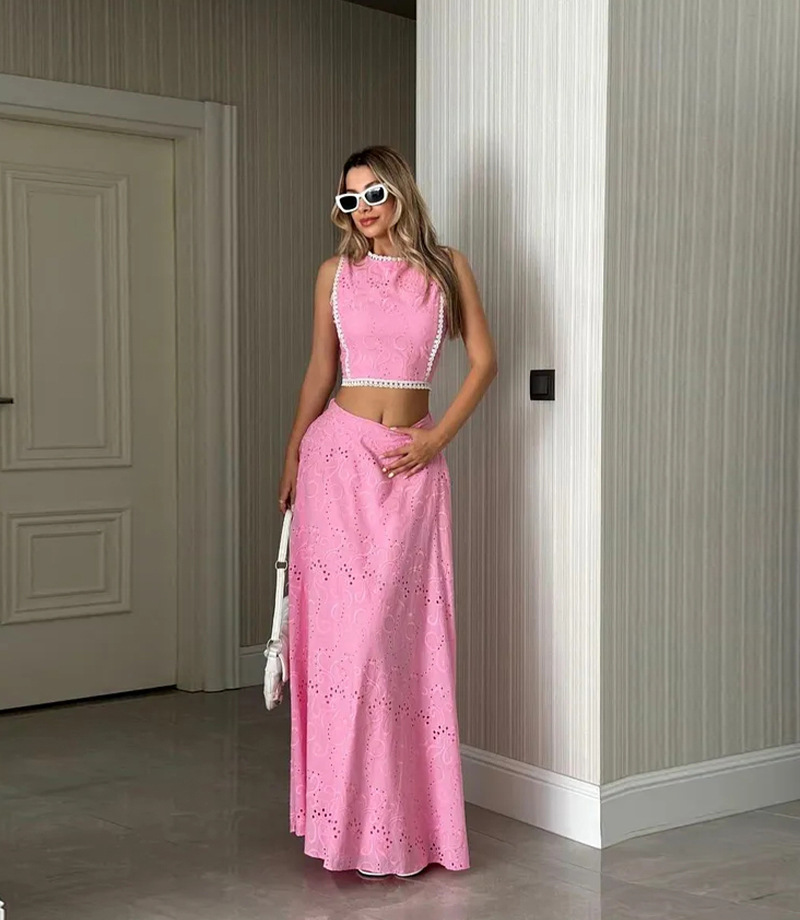 Women’s Sleeveless Maxi Dress Two-Piece Set with Pockets – INS Casual Vacation Loose Fit