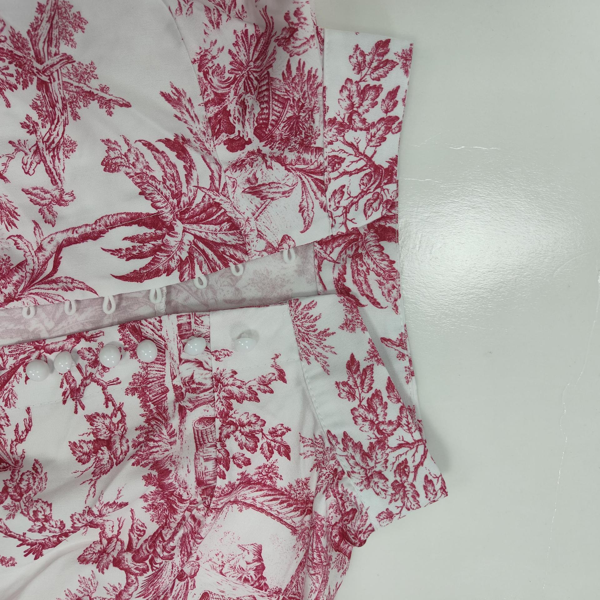 Women’s Elegant Fashion Chinese Style Printed Tie Mini Dress