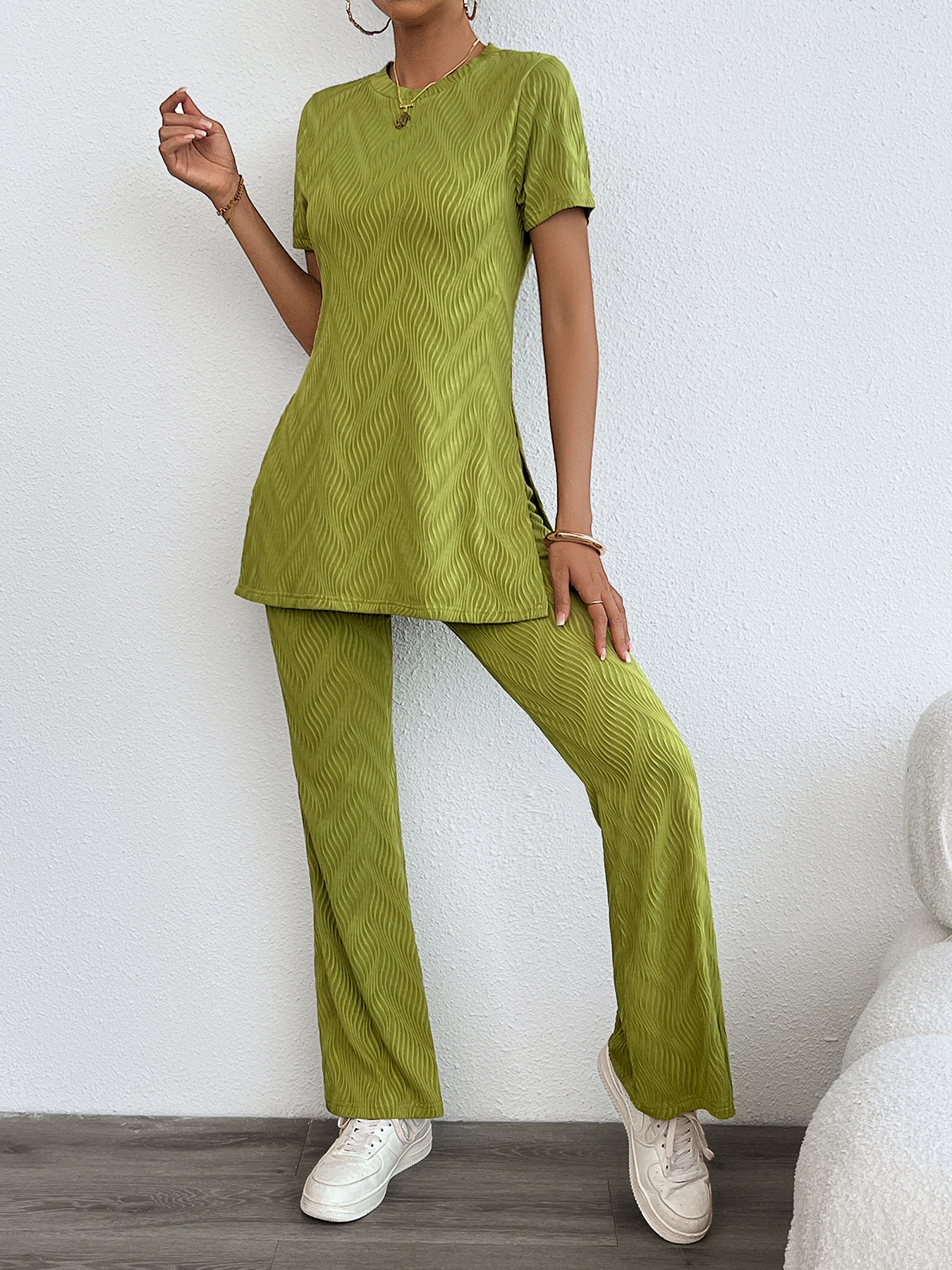 Women’s Summer Casual Fashion Striped Round Neck Two-Piece Set – Bestseller