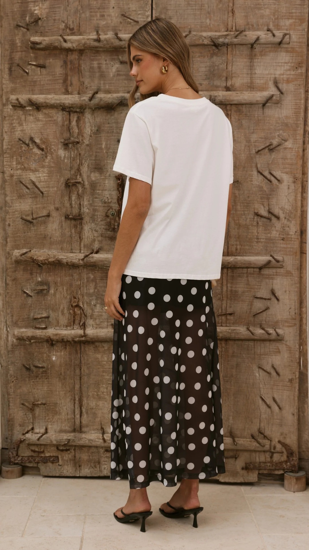 Women’s New Arrival Mesh Polka Dot Stripe Print Casual Resort Skirt