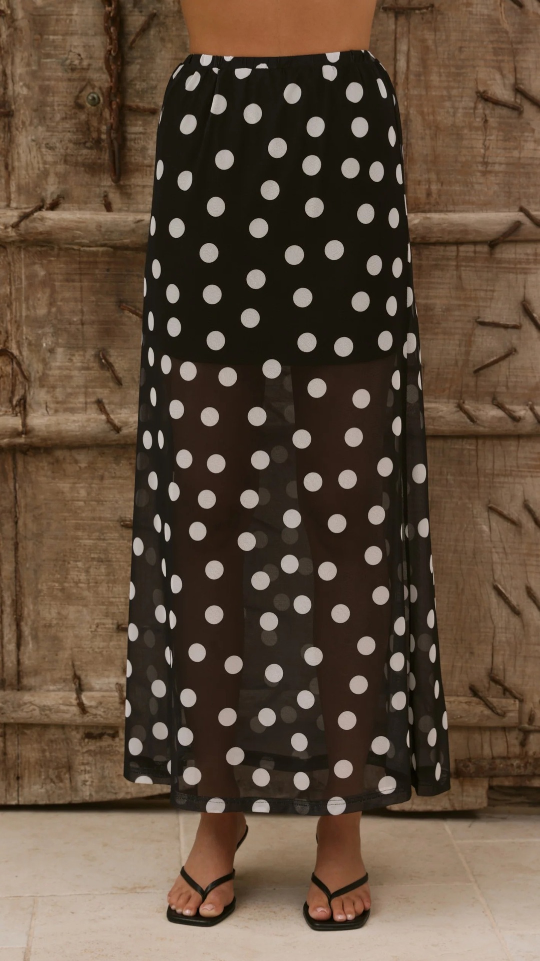 Women’s New Arrival Mesh Polka Dot Stripe Print Casual Resort Skirt