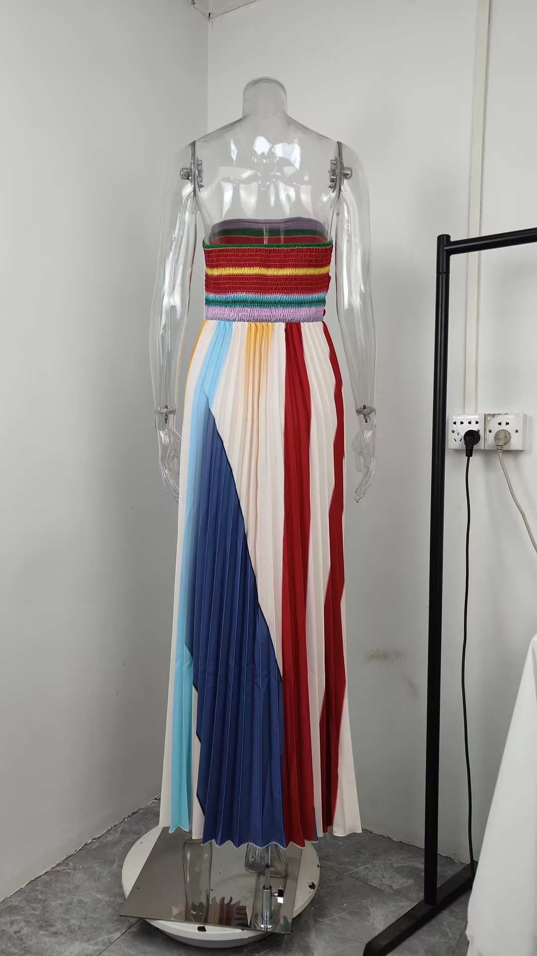 Women’s Spring New Arrival Elegant Sexy Strapless Printed Colorful Evening Dress