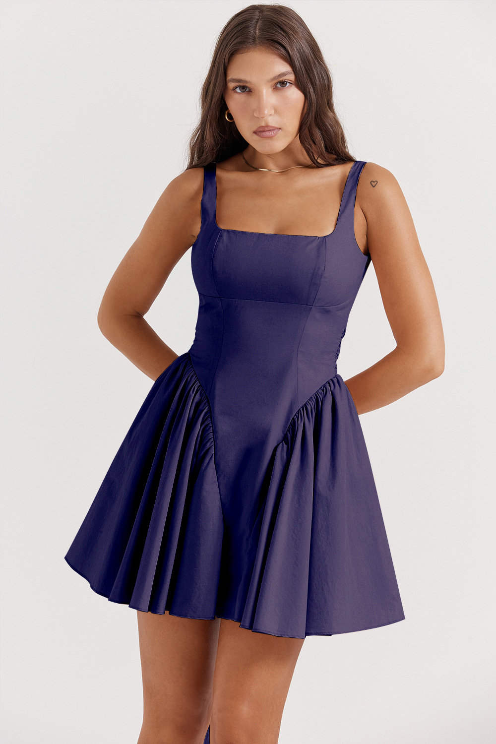 Women’s High-End Solid Bow Backless Camisole Dress