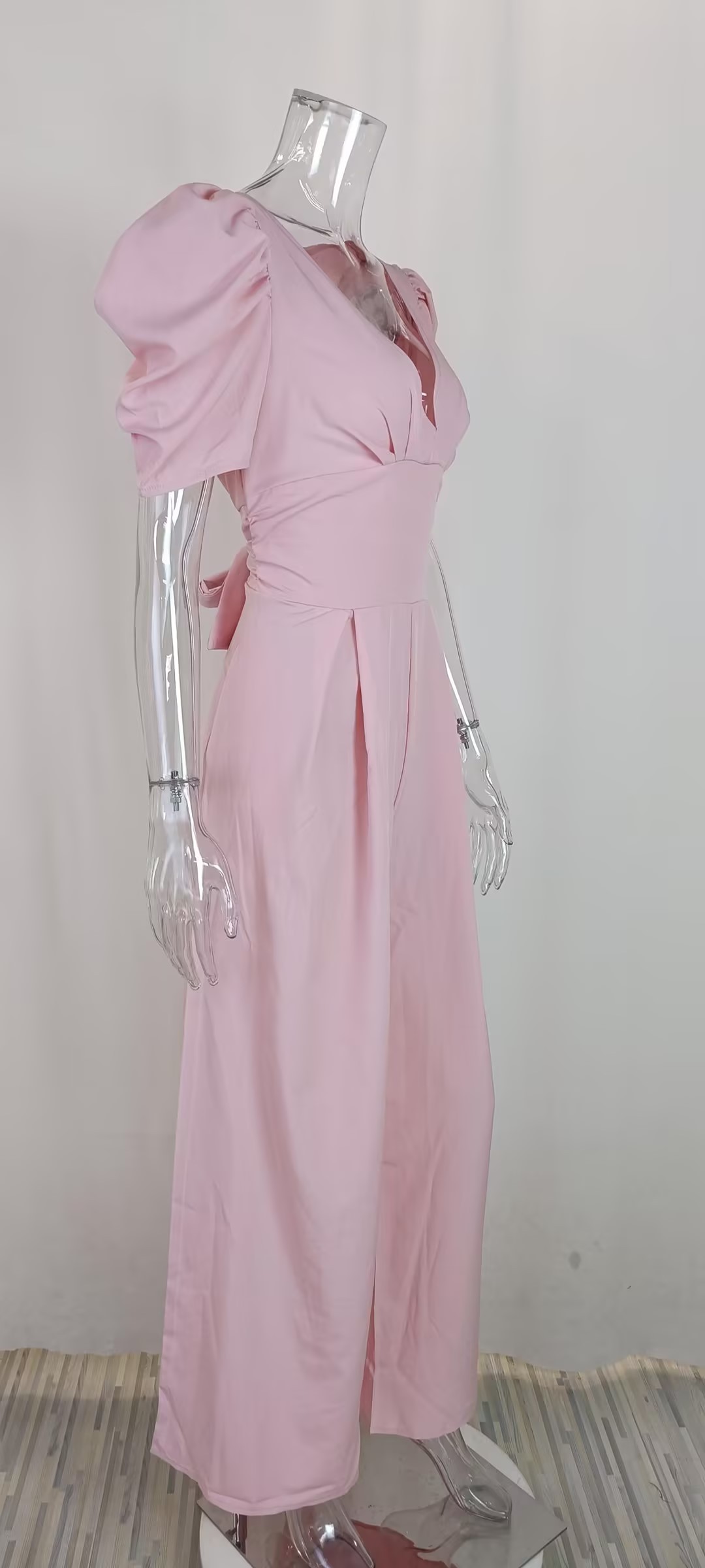 Women’s Spring New Arrival Fashion Elegant Solid Slim-Fit Short Sleeve Wide-Leg Jumpsuit