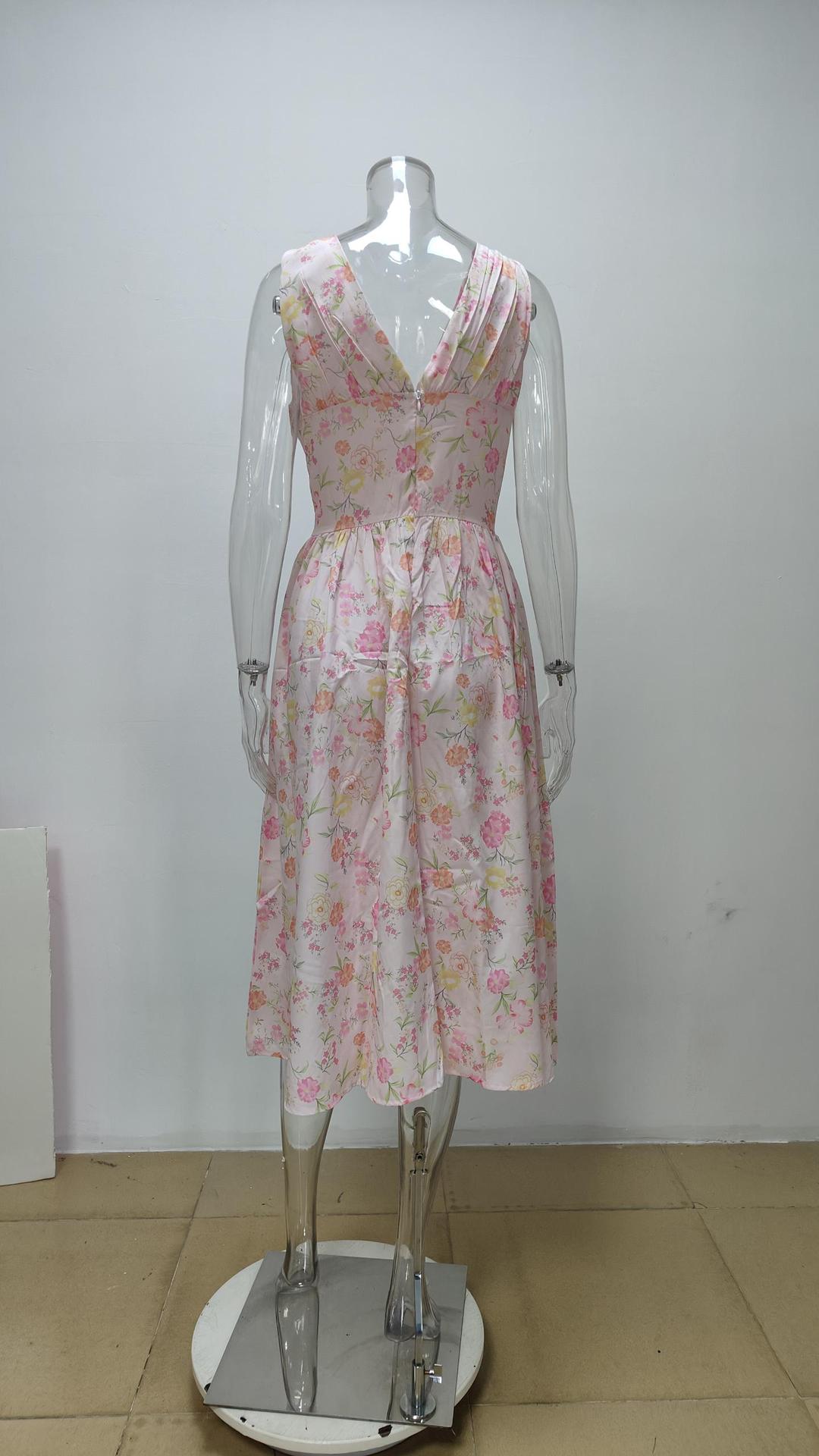 Women’s Spring New Arrival Elegant Fashion Backless Printed Camisole Maxi Dress