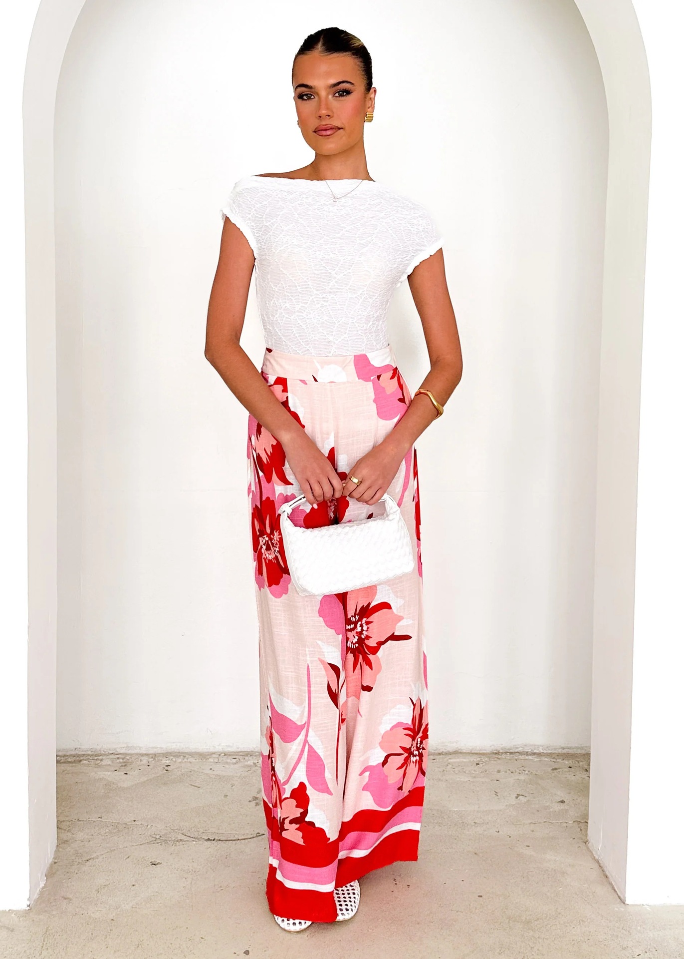 Women’s Summer New Arrival Placement Print Loose Wide-Leg Casual Straight-Long Pants